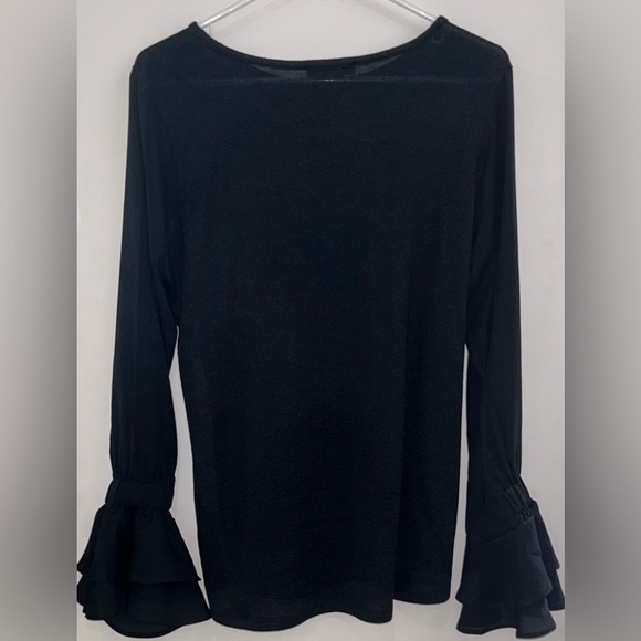 NWT DG2 by Diane Gilman long-sleeve top with ruffle bell sleeves round neck M - Picture 8 of 12